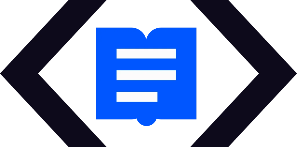 Icon-EPUB-Reparatur Illustration und Symbol für die Bearbeitung eines E-Books im Quelltext. Markant sind die eckigen Klammern, zwischen denen ein E-Book-Icon ist.